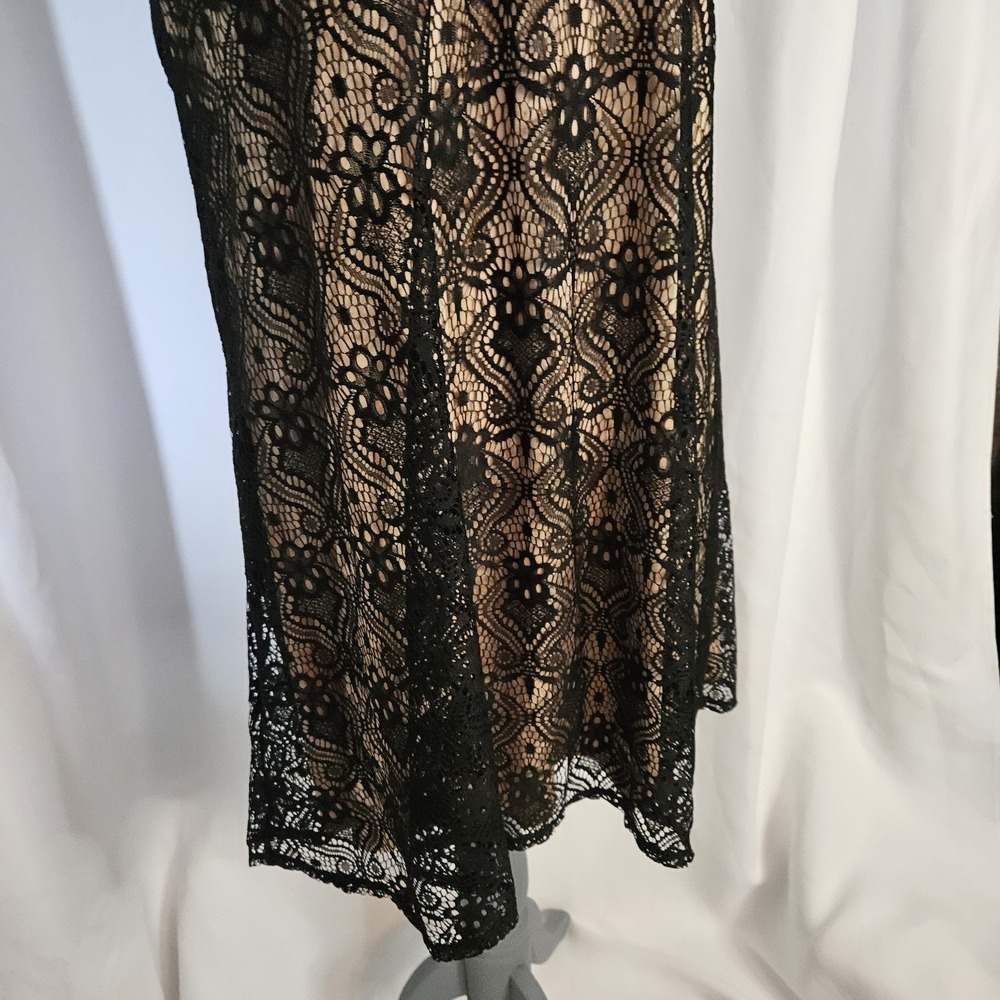 Wishful Park Shift A-line Dress Women Size L Black Tan Lined Lattice Sleeveless - Picture 5 of 9